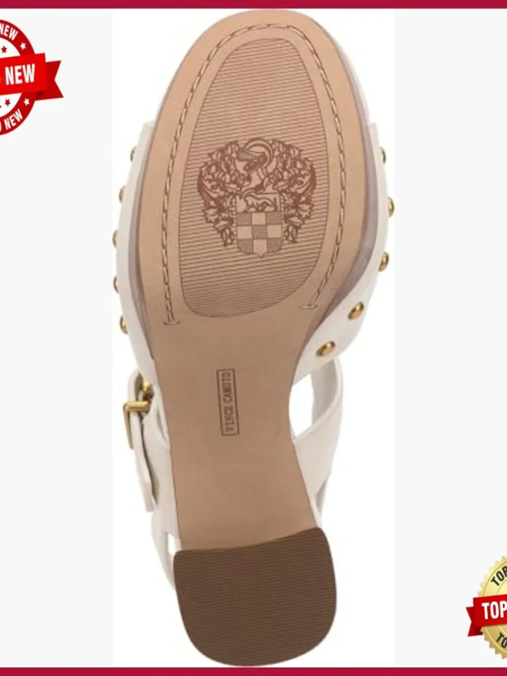 Leather Platform Heeled Sandals with Stacked Heel and Buckle Closure